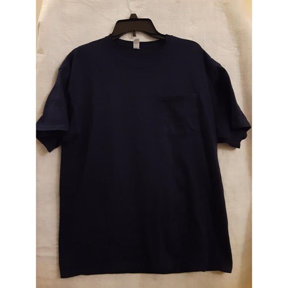 NWOT Jerzees Dri-Power Mens XL Dark Blue Pocket Tee Shirt Knit Cotton/Polyester! - Picture 1 of 8